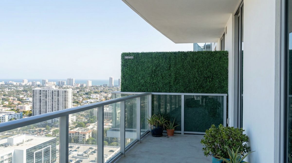 balcony artificial hedge highrise 001