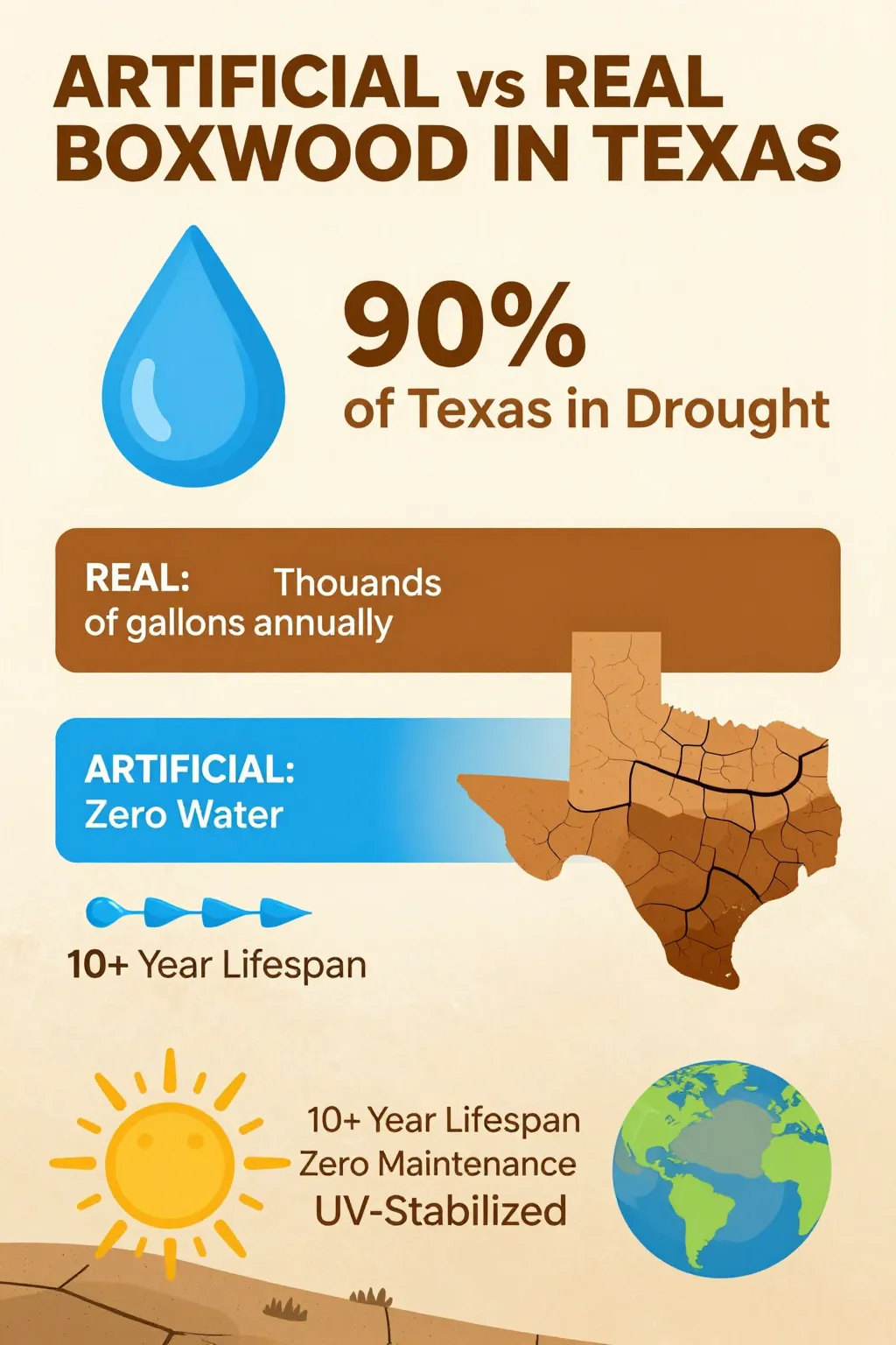 Infographic: Artificial vs Real Boxwood in Texas